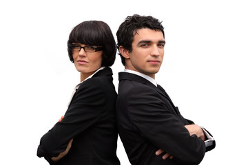 Businesspartners stood back to back