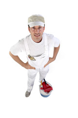 High-angle shot of a painter