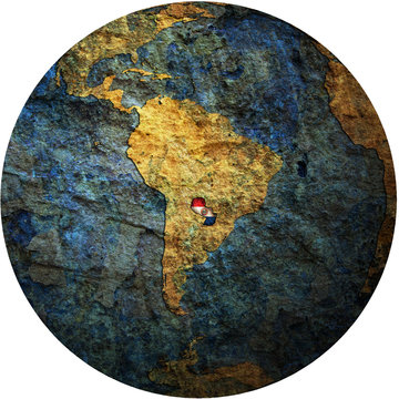 paraguay flag on globe map