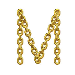 3d Gold Chain Alphabet Font - M