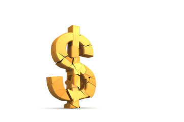 ひび割れるドル記号