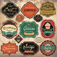 Photo sur Aluminium Poster vintage Collection d& 39 étiquettes, de badges et d& 39 icônes vintage rétro grunge
