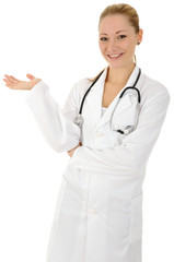 Fototapeta premium Junge Frau präsentiert