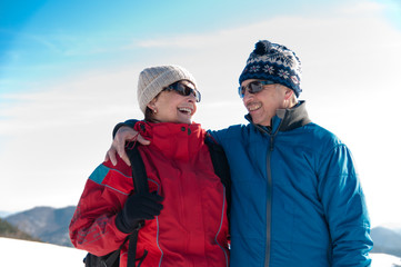 Portrait of senior retired couple in winter