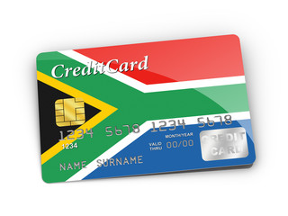 Credit Card covered with South African flag.