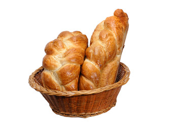 two loaves of bread in a basket