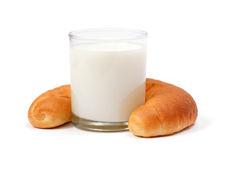 Glass of milk and crescent