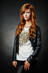 Portrait of woman model with shiny long hair