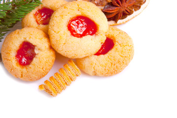 Christmas cookies and advent candle. 