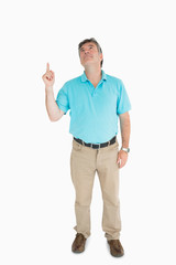 Man pointing upwards