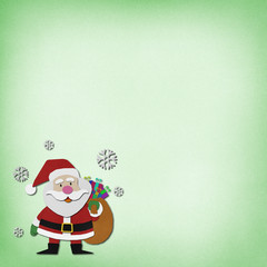 Santa claus  recycled paper craft on paper background.