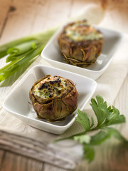 stuffed artichoke, selective focus