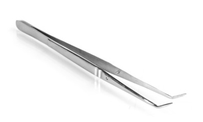 Steel tweezers isolated on white