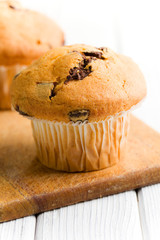 tasty muffin with chocolate
