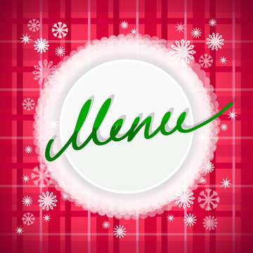 Festive menu with inscription on red background.
