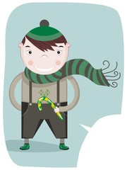 Happy little boy and candy