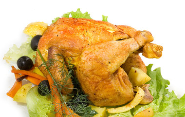 Delicious dinner - Roasted chiken, vegetable potatoes
