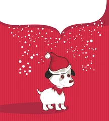 Foto op Plexiglas Honden Kerst achtergrond met puppy