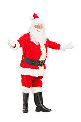 Happy Santa Claus gesturing welcome
