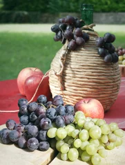 Fototapeten Grapes apples and tank of wine © vali_111