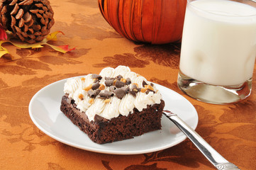 Chocolate brownie with milk