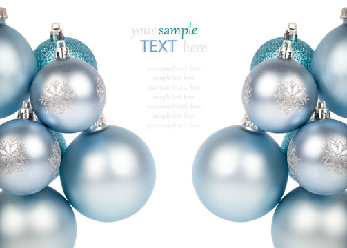Christmas balls / ornaments, on a white background with copy spa