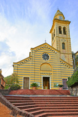 Portofino, San Martino catholic church landmark. Liguria, Italy