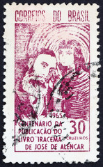 Postage stamp Brazil 1965 Jose de Alencar and Indian Princess