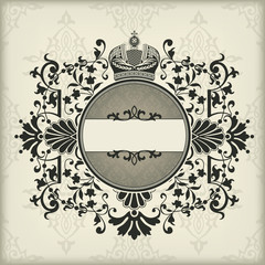 Vintage frame with crown