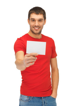 handsome man with note card