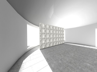 Abstract indoor futuristic indoor with acoustic wall