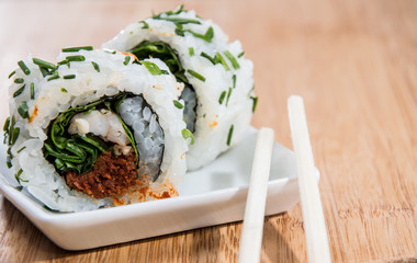 Fresh made Sushi Rolls on a plate
