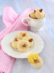 Almond cookies with slivered almond on a top