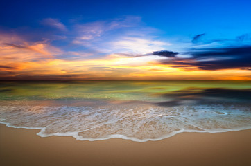 Seascape background on the beach in twilight time