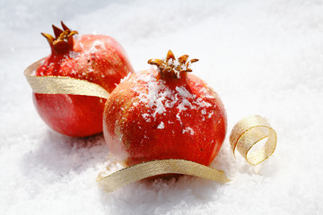 Vivid red Christmas pomegranates
