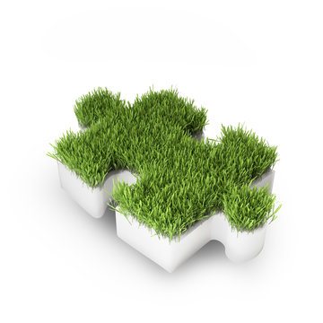 Grass covered puzzle piece