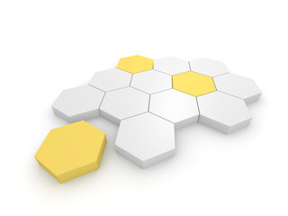 Obraz premium Abstract business illustration with 3d hexagonal blocks