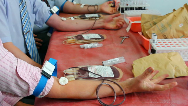 blood donors in medicine laboratory at donation