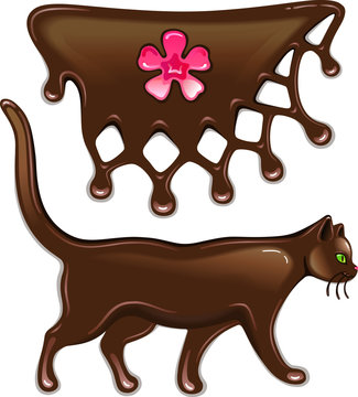 Chocolate marmalade flower decor and cat