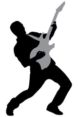 Une silhouette d& 39 une rock star jouant de la guitare