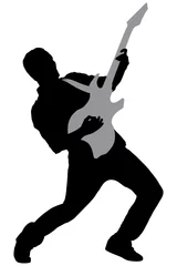 Photo sur Aluminium Groupe de musique Une silhouette d& 39 une rock star jouant de la guitare