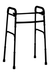 A silhouette of a walker, orthopedic equipment