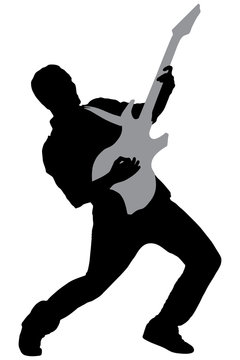 recommend clip art: A silhouette of a rock star playing guitar