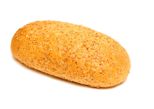 Healthy bran bread on a white