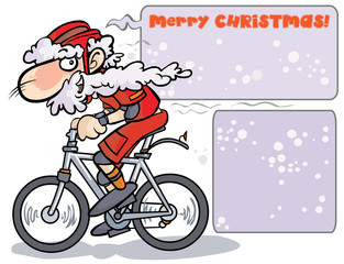 Funny Father Christmas on bike.