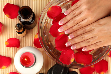 spa treatments for female hands, close-up