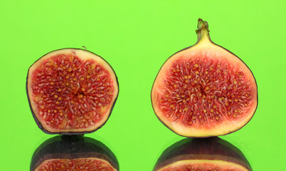 Sliced fruit on color background