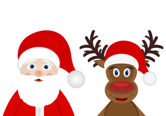 Santa Claus and Christmas deer on a white background