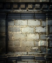 Fototapeta na wymiar 3d brick wall, antique architecture background