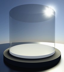 Empty glass showcase, 3d exhibition space
